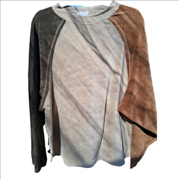 easel Tops - 🌷EUC Women's Easel Beige & Brown Long Sleeve Top Size L